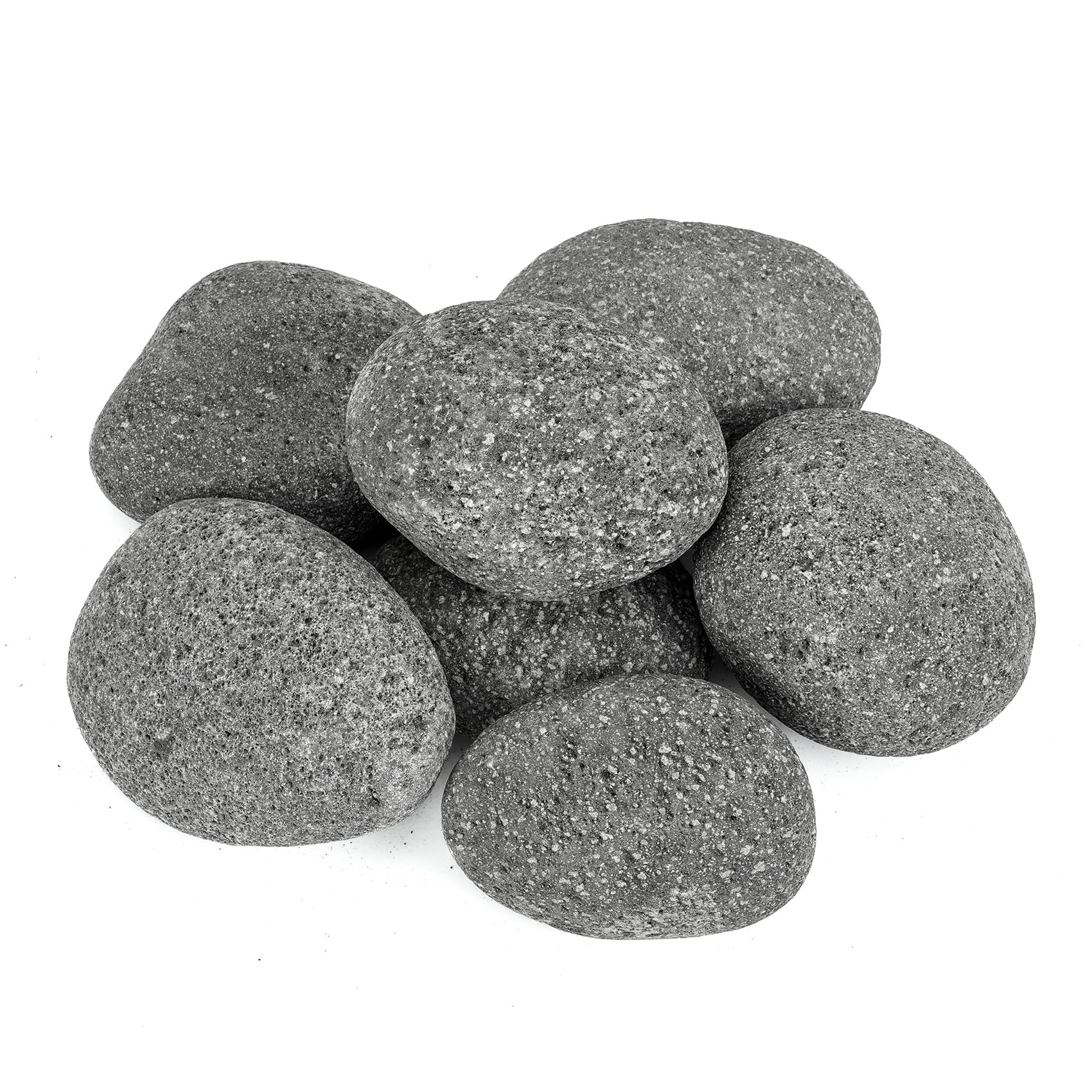Photo 1 of Skyflame 3-5 Inch Round Lava Rock Pebbles, 10 Pounds Black Natural Tumbled Stones for Indoor Outdoor Gas Fire Pit|Fireplaces|Garden Landscaping Decoration| Cultivation of Potted Plants