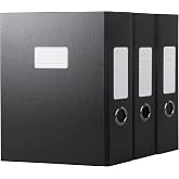 Black Storage File Boxes,A4 Document File Folder with Lid （3 Pack） | important file storage box A4 Archives Cases with Lid 9.4&times;3&times;12.5 Inches Filing Box for Office and School