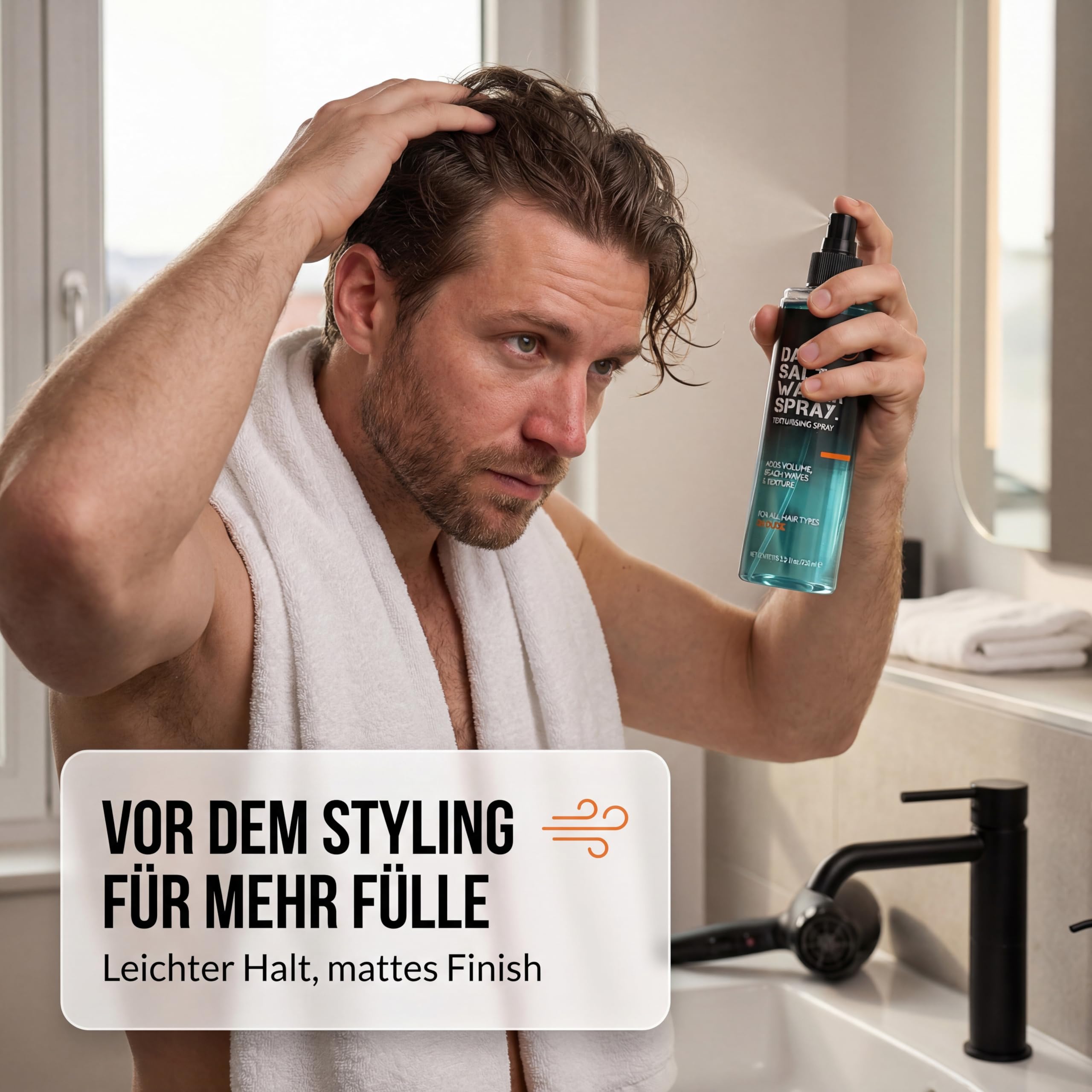 Da'Dude Sea Salt Spray 250 ml – Salzspray für Haare mit Volumen & Textur – Panthenol & Meersalz – Haarspray für Männer & Frauen für Beach Waves 2