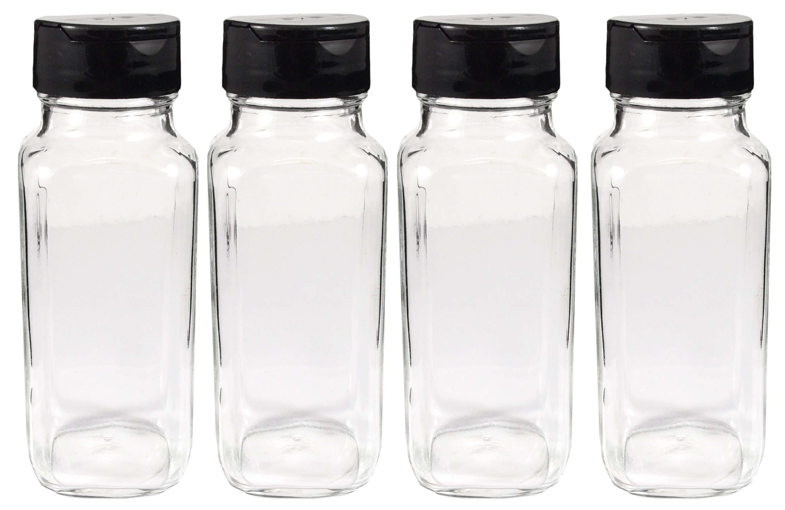 French Square Spice Jars Spice Shaker/Pourer with Lid 8oz (4 Pa... Free