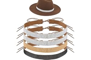 Adorila 4 Pack Bling Rhinestone Cowboy Hat Bands, Adjustable Cowgirl Hat Belt, Cowboy Hatband Hat Jewelry for Women Men