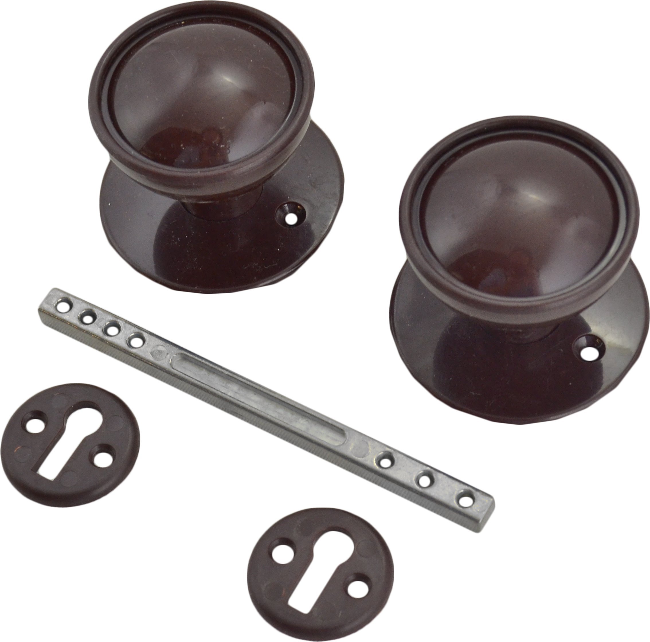 Plastic Rim Mortice Knob Set, Brown