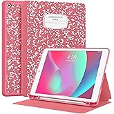 Supveco Case for iPad 9th/8th/7th Generation 10.2 inch (2021/2020/2019 Model) with Pencil Holder, Premium Folio Stand Case with Auto Wake/Sleep,Soft TPU Back Shell Cover for iPad 10.2 Inch-Watermelon