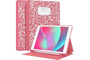 Supveco Case for iPad 9th/8th/7th Generation 10.2 inch (2021/2020/2019 Model) with Pencil Holder, Premium Folio Stand Case with Auto Wake/Sleep,Soft TPU Back Shell Cover for iPad 10.2 Inch-Watermelon