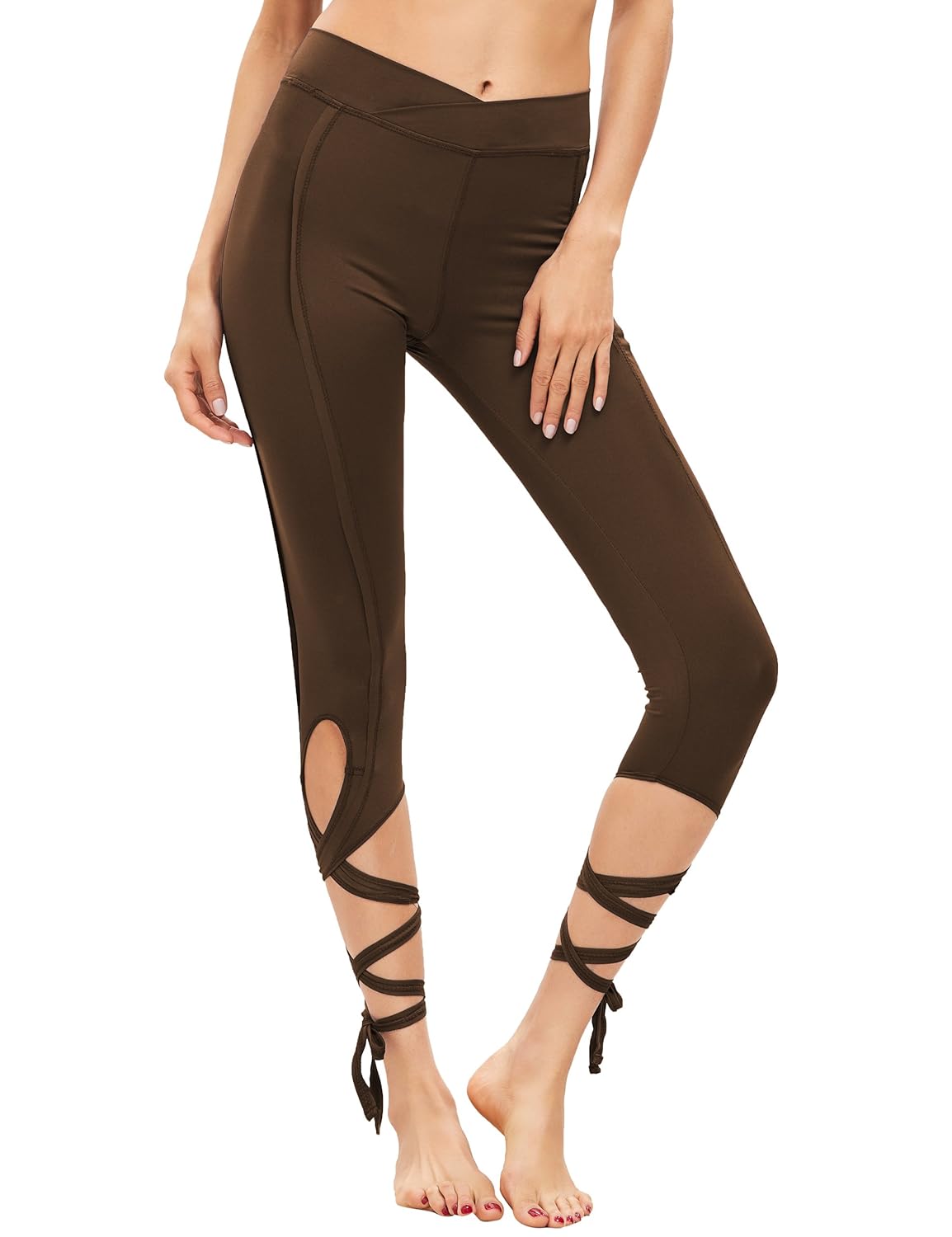 SweatyRocks Women Legging Cutout Tie Cuff Slim Yoga Pants Jogger