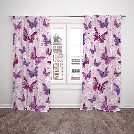 Polyester Window Drapes Kitchen Curtains Butterflies Various