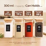 ComSaf 16Pcs Glass Spice Jars 300ml Bamboo Lids Airtight Square Containers view 2