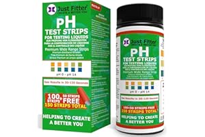 Just Fitter Alkaline Water pH Test Strips. Testing Kit for Home Drinking Water and Liquids. Universal Tester for Aquarium, Fi