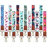 Quelay 12 Pcs Cute Wrist Lanyard Key Chain Hawaii Style Wristband Strap Keychain Holder Polyester for Women Man Car Keys ID Badges Card Wallet Phone Camera