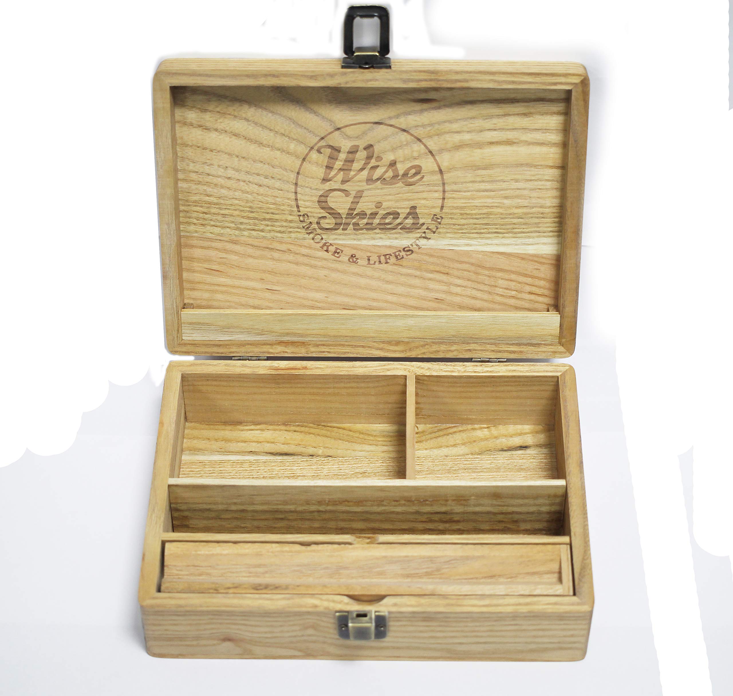 Wise Skies Wooden Large Storage Box Compartments Roller Board Smoking Storage