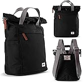 ORI LONDON Travel Backpack - Small Water-Resistant Nylon Rolltop Laptop Backpack for Men & Women - The Finchley - Ash