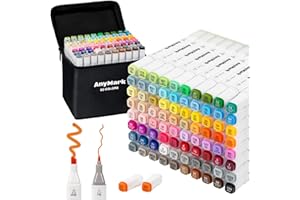 AnyMark 80 Colors Alcohol Markers, Markers Set, Dual Tip Alcohol Based Art Markers for Kids Adults Coloring Drawing, Chisel & Fine