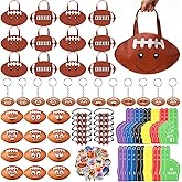Maxdot 122 Pcs Football Party Favors Set Serve 12 Football Non Woven Goodie Bags Mini Face Stress Foam Finger Ball Keychain Bracelet Stickers bags for Kids Sports Birthday Party Supplies Gifts