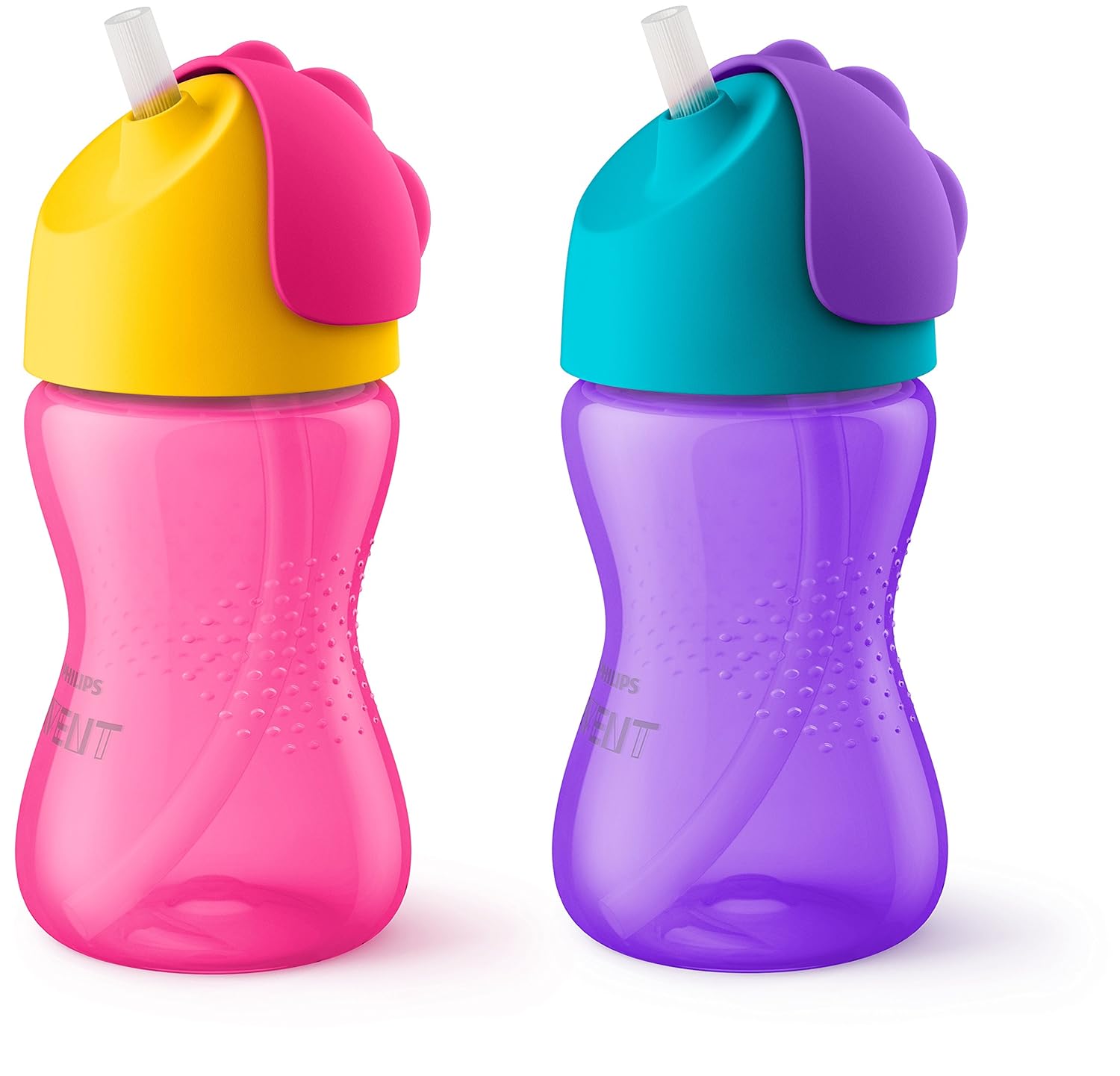 Philips Avent My Bendy Straw Cup, 10 Oz, 2pk, Pink/Purple, SCF792/22 : Baby