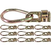 US Cargo Control Double Stud L Track Fitting with Pear Link (10 Pack) 5,000 Pounds Break Strength, Use with L Track Rails in Truck Bed or Trailer, Automatic Locking with Spring Release