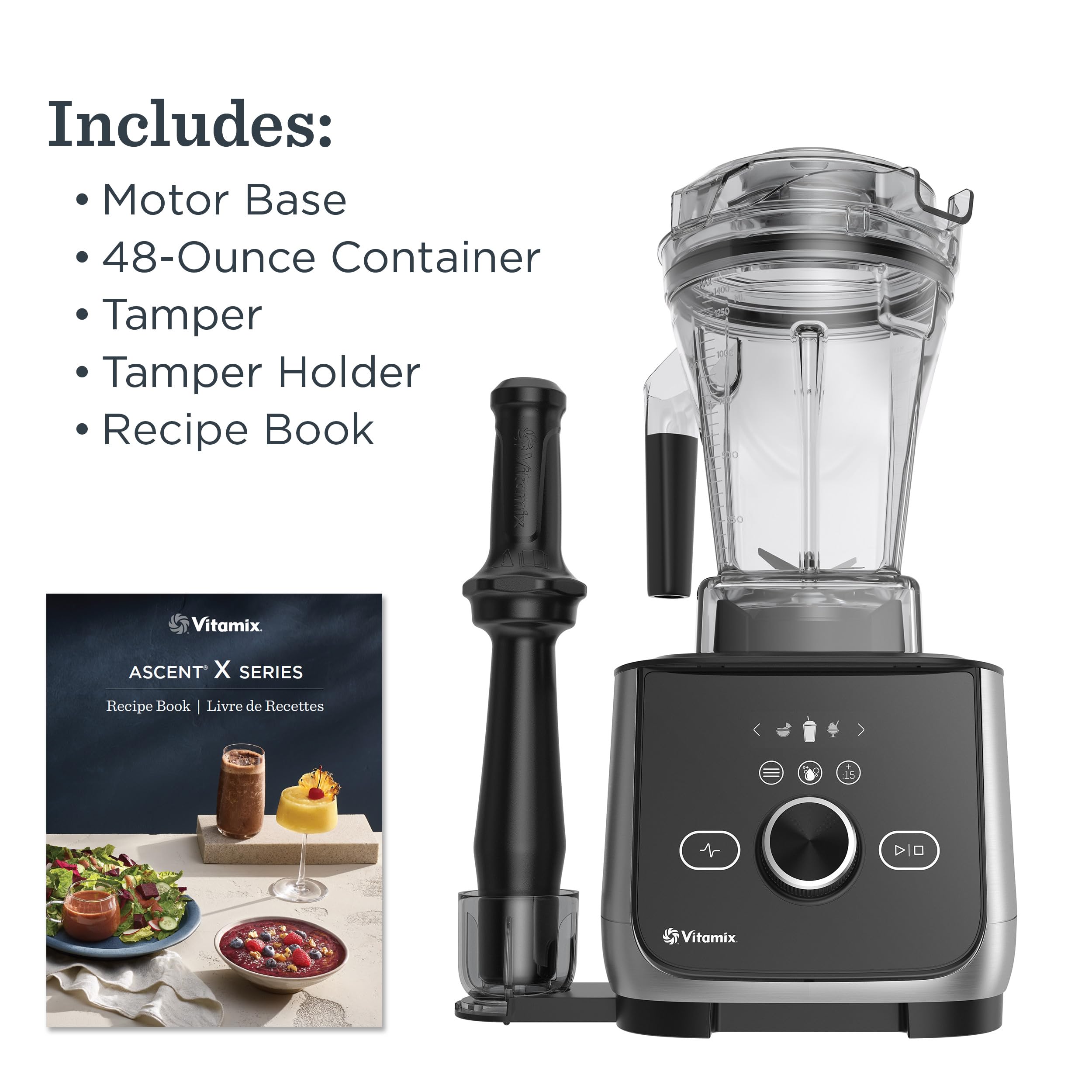 Licuadora Vitamix Ascent X4, de calidad profesional, 5 programas de licuado preestablecidos, recipiente de 48 onzas, autolimpiante, acero inoxidable cepillado