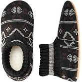 The Metluks Mens Slipper Socks with Grips House Slippers | Warm sherpa lining, chunky knit upper, faux suede soft sole, non-slip star-dot outsole, indoor comfort, machine washable