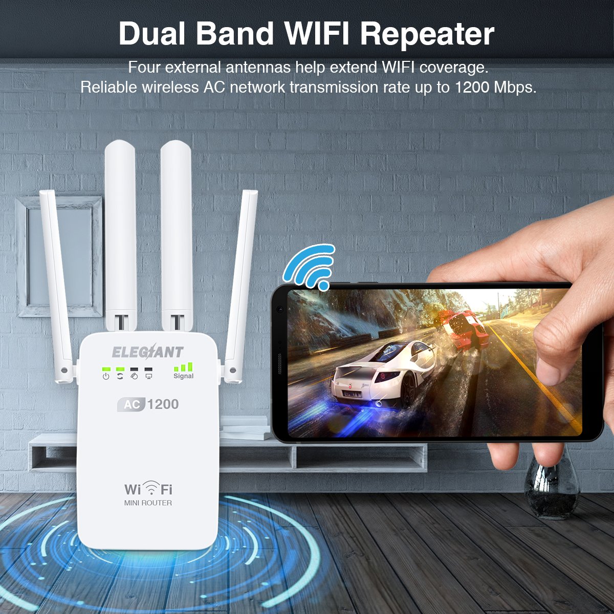WiFi Range Extender, ELEGIANT AC1200Mbps Wireless WiFi