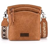 Montana West Multi Zip Pocket Large Crossbody Bag With Guitar Strap