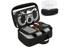 ZOMFELT Electronics Organizer Travel Case, Hard EVA Travel Organizer, Shockproof Bag Organizer, Double Layer Cord Organizers, Large Cable Organizers Bag, Tech Organizers for Men, Phone, Cord, Black