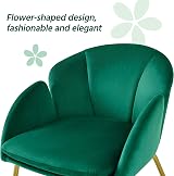 Yaheetech Velvet Tub Chair Vanity Chair with Golden Metal Legs Green view 6