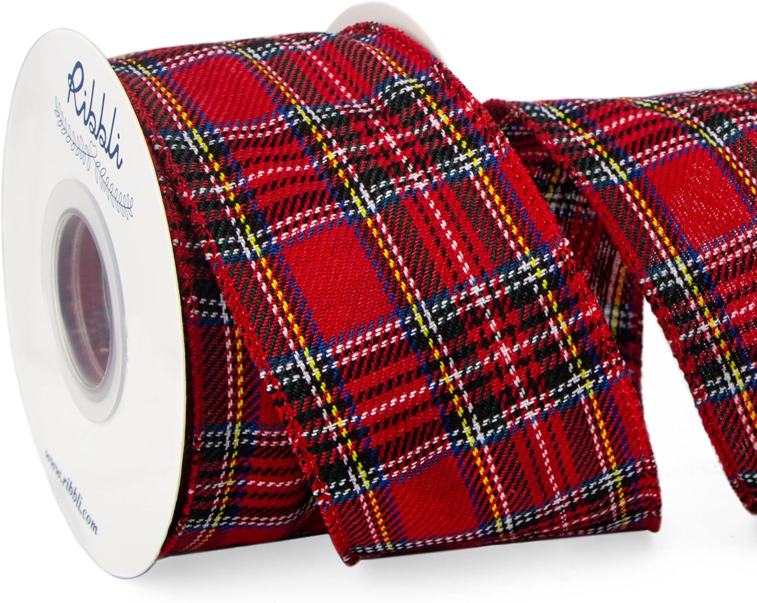Bows & Ribbons - Ribbli Christmas Plaid Wired Ribbon, Red Plaid Ribbon 2-1/2 Inch x Continuous 10 Yard, Christmas Ribbon for Gift Wrapping, Big Bow, Wreath, Polyester-Red/Blue/Yellow/White