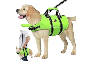 Dogcheer Dog Life Jacket with Back Zipper, High Buoyancy Puppy Swimming Vest, Dog Life Vest for Boating, Reflective Pet Floating Swim Vest PFD for Small Medium Large Dogs-Green,S