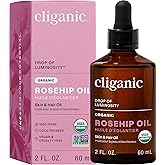 Cliganic Organic Rosehip Seed Oil for Face, 100% Pure | Natural Cold Pressed Unrefined Non-GMO | Carrier Oil for Skin, Hair & Nails (Packaging May Vary)