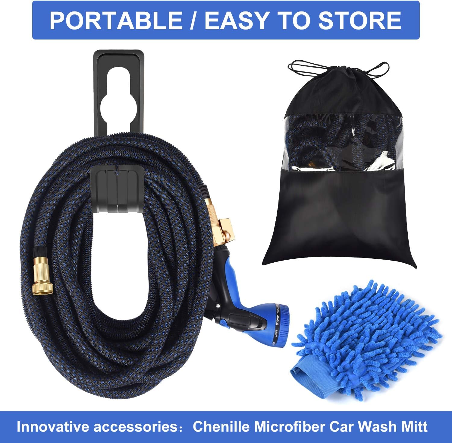 MURLONG Garden Hose 100ft Expandable Water Hose with 10 Function Spray Nozzle,Leakproof Lightweight Flexible Water Hose with Solid Brass Fittings,Extra Strength 3750D Durable Gardening Flexible Hose: Home Improvement
