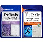 Dr. Teal's Pure Epsom Salt Recovery Soaking Solution Gift Set (2 Pack, 3lbs ea.) - Soothe &amp; Sleep Lavender, Pre &amp; Post Workout with Magnesium Sulfate &amp; Menthol