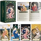 Mekasthos Moonshadow Floral Vow Tarot Cards with Guide Book for Beginners Original Unique Pretty Tarot Oracle, Gold Foil Tarot Cards with Guide Book Set&Gift Box for Beginner& Expert