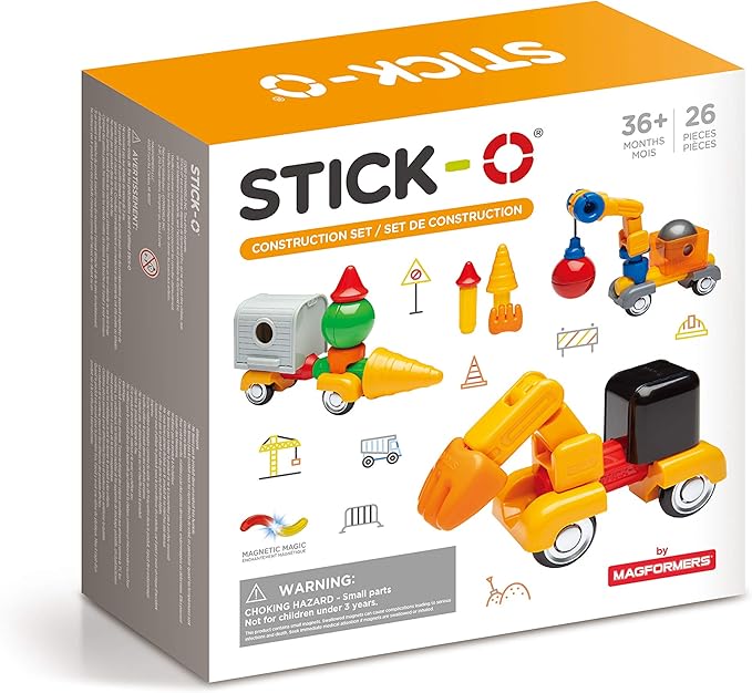 Rainbow Colors Educational STEM Construction Toy Ages 18M+ STICK O Basic 10 Piece Magnetic Building Set