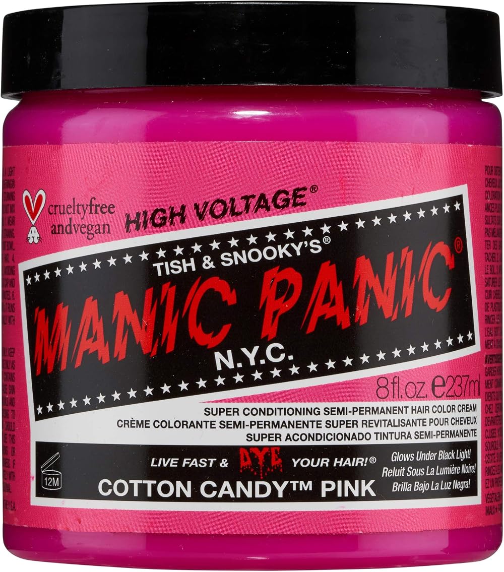 Manic Panic Big Pot 8oz High Voltage Cotton Candy Pink Hair Dye Classic Cream