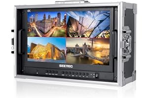 SEETEC ATEM156-CO 15.6 Inch Live Streaming Carry-on Broadcast Director Monitor with 4 HDMI Input Output Quad Split Display for ATEM Mini Video Switcher Mixer Pro Studio Television Production