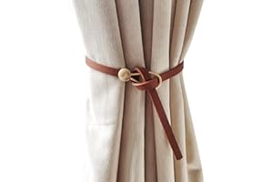 4 PCS Leather Curtain Rope Tiebacks,Curtain Tie Drapes Curtain Holdbacks Curtain Ring Clips Vintage Style Curtain Tie Backs C