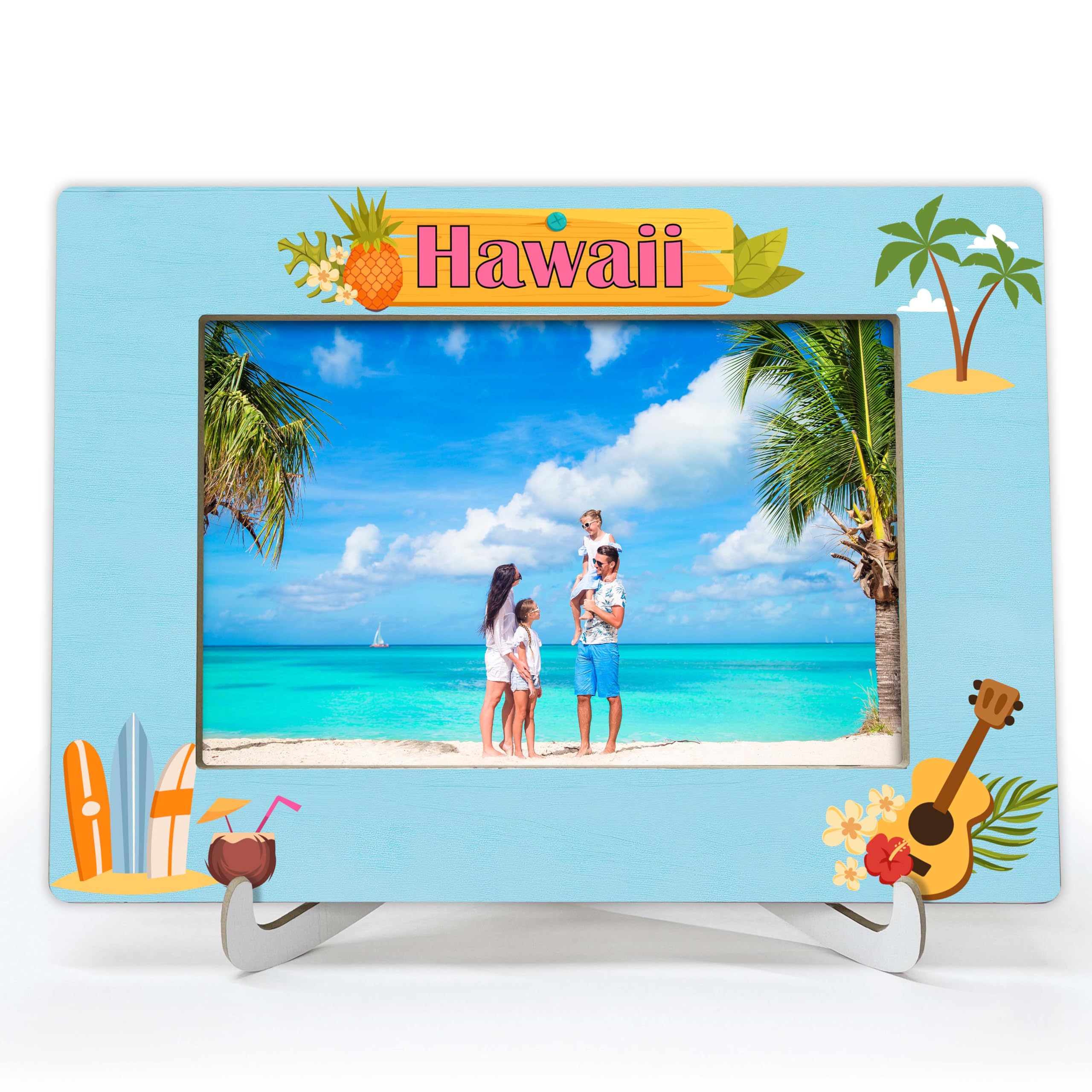 Photo 1 of YSTEP Hawaii Travel Picture Frame, Beach Theme Frame, Family Vacation Picture Frame, Summer Vacation Frame, Beach Trip Vacation Gifts, Couple Picture Frames 4x6 -D09