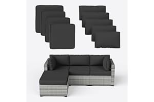 Kimunuk 9 Pcs Patio Cushion Covers Outdoor Patio Cushions Covers, Replacement Waterproof with Zipper for 5 Pcs Patio Furniture Set, Patio Sofa Couch 4 Sizes, Covers Only