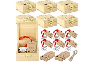 Ceenna 6 Sets Christmas Believe Bell Gifts Polar Ornaments Bulk Santa Bells Christmas Polar Train Party Gifts Decorations Tree Decor (Beige)