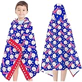Hooded Beach Towel for Kids 3-10 Years - Soft Thick Cotton Baseball Toddler Hood Bath Towels/Pool Terry Towel Poncho Wrap Absorbent Cute Bath & Swim Wrap for Boys & Girls Beach Essentials -Blue