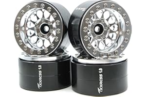 TxxRcss Rc 1.9 Inch Beadlock Wheel Negative Offset 8mm Aluminum Wheel Rim Hex 12mm for 1/10 RC Crawler Axial SCX10 TRX4 VS4-10 Gen8 MST CFX 4PCS (Silver) DK1908