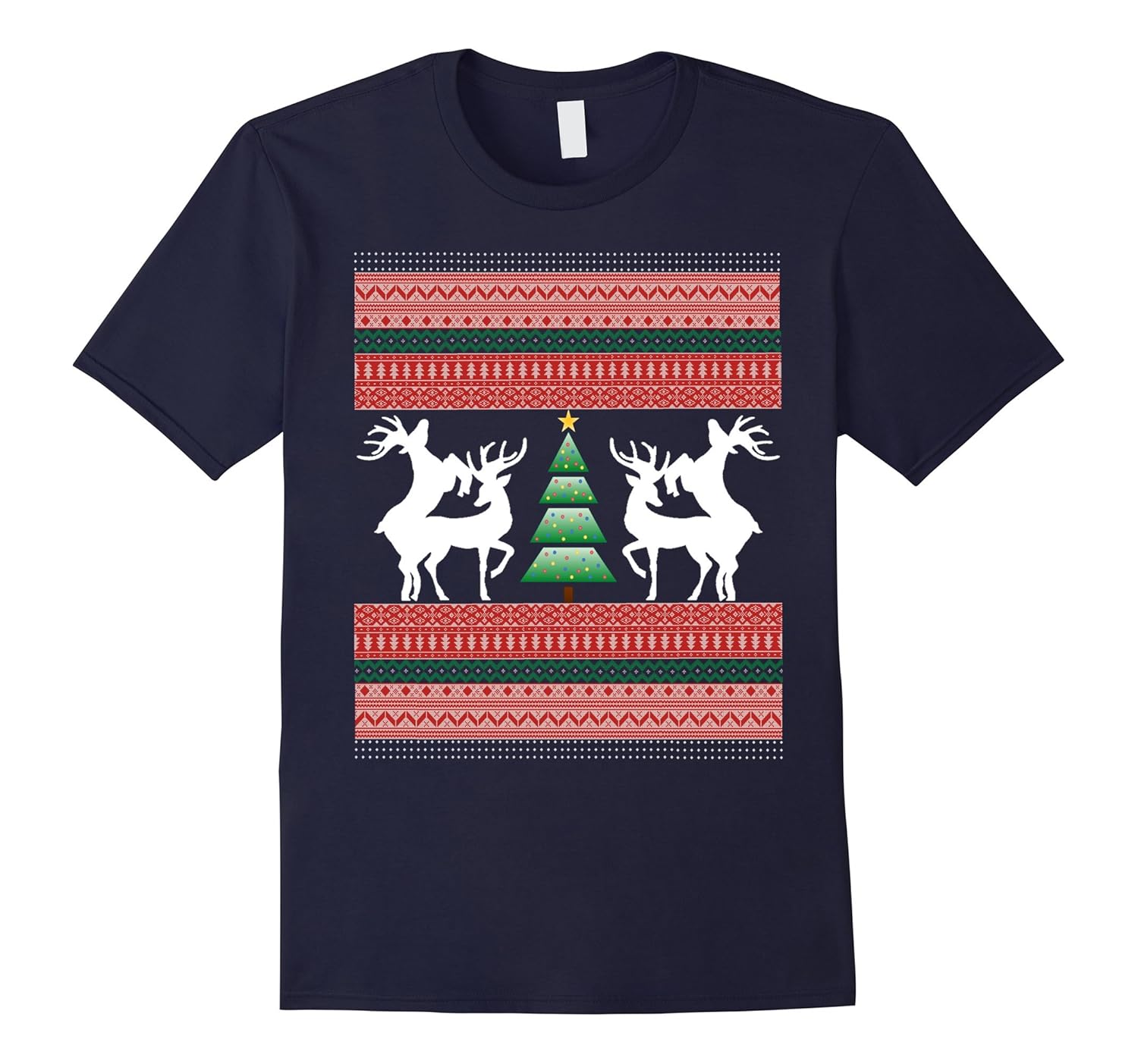 FRISKY CHRISTMAS REINDEER T Shirt-TREE-TACKY SWEATER TEE-ANZ