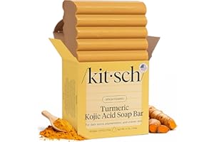 Kitsch Kojic Acid Soap for Hyperpigmentation - Brightening & Hydrating Kojic with Turmeric Soap Bar - Reduces Dark Spots, Eve