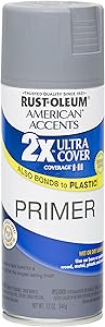 Rust Oleum 280704 American Accents Ultra Cover 2X Spray Paint,Gray Primer, 12-Ounce