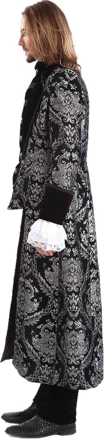 Pentagramme Men Gothic Vintage Long Tailcoat Masquerade Party Wedding Jacket: Clothing
