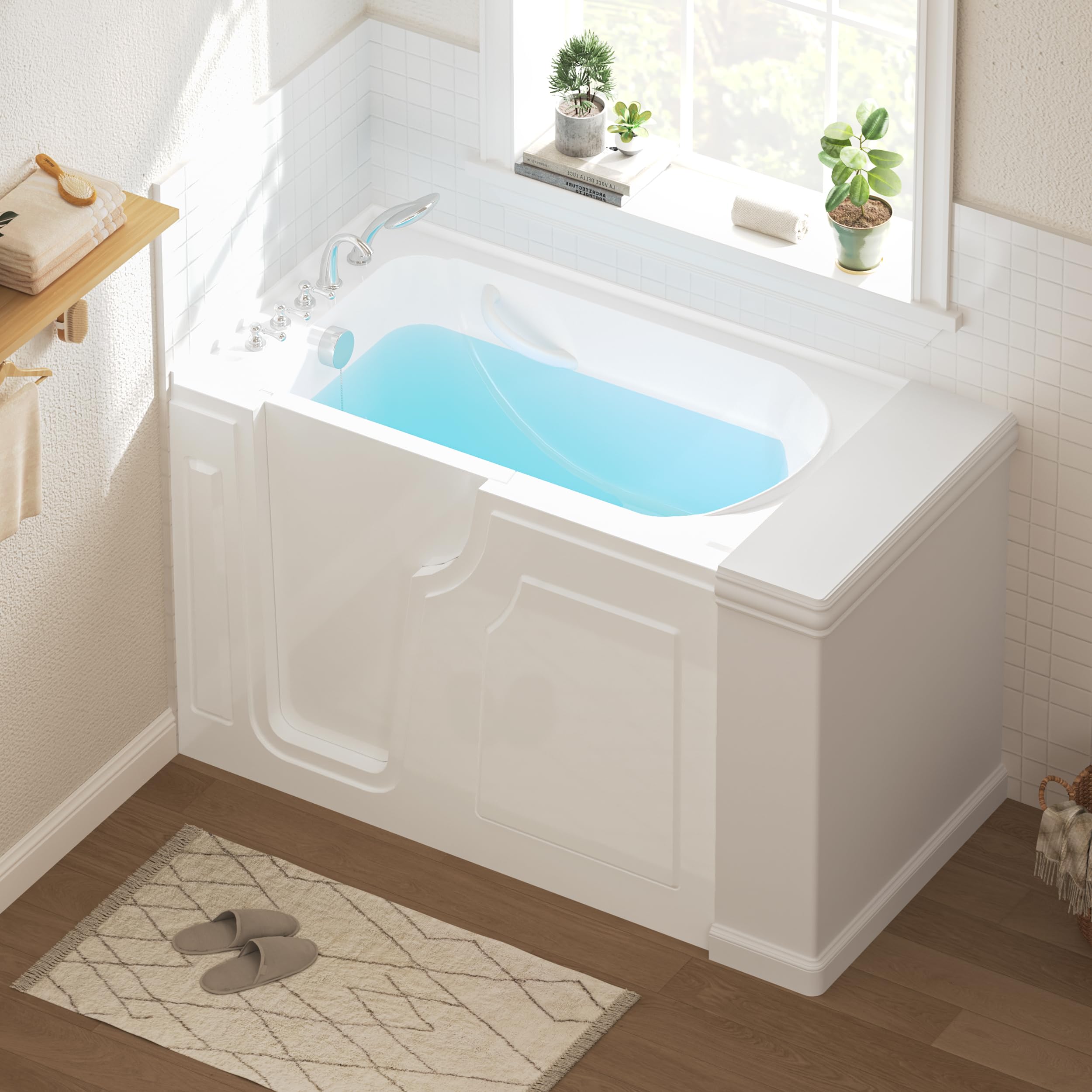 Photo 1 of FerdY Floridian 55" x 33" Walk-in Bathtub with Left-Side Door Opening and Quick Fill and Drain System, Rectangular Soaking Bathtub in White