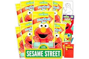 Sesame Street 8 Pc Elmo Mini Party Favors Set - Bundle with 8 Play Packs with Mini Coloring Books, Stickers, and Goodie Bags 