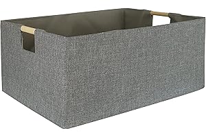 FUULOXE Storage Bin for Shelves Rectangle Closet Baskets Foldable Box with Handles Gray Shelf Baskets Toy Boxes for Home Office Car Dormroom