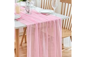 Putros Cheesecloth Table Runner Blushing Pink 10FT Valentine's Day Boho Gauze Cheese Cloth Table Runners 120 Inches Long Rustic Sheer for Centerpiece Home Party Wedding Baby Shower Spring Easter Decor
