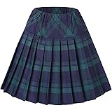 Urban CoCo Women's Elastic Waist Plaid Pleated Skirt Tartan Skater School Uniform Mini Skirts