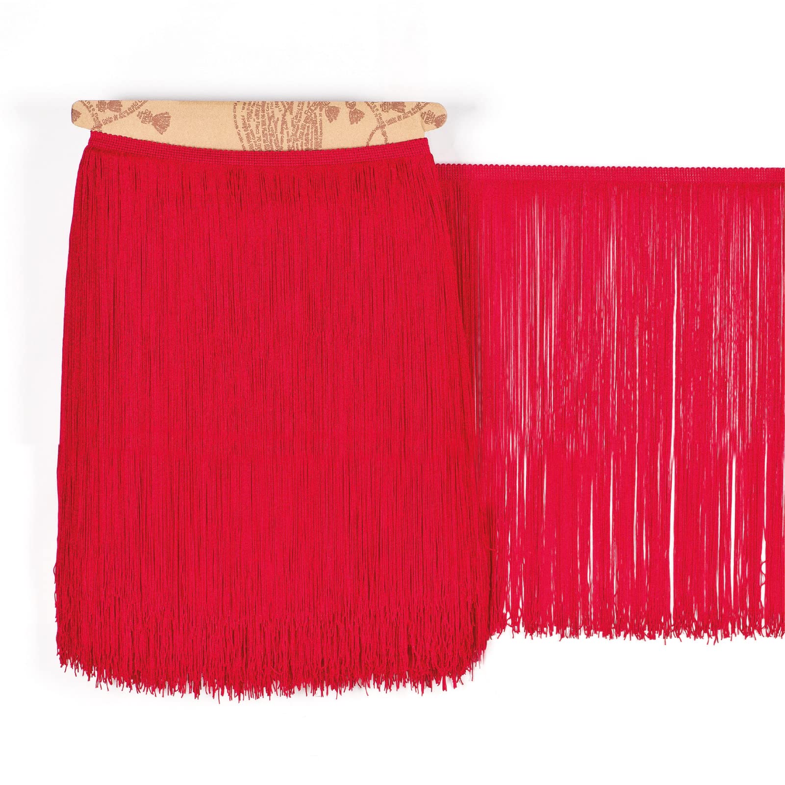 TEXTEX = Cuquillo Fringe for Sewing Flamenco and Sevillana. Composition Rayon 100%. Length of 40 cm. 5m Pieces. (Ferrari red)